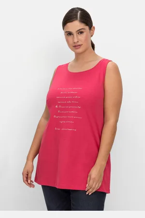 Sheego Top mit Wordingprint, in leichter A-Linie, , Gr.42
