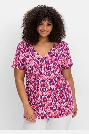 Joe Browns Shirt mit Alloverdruck und V-Ausschnitt, , Gr.40/42