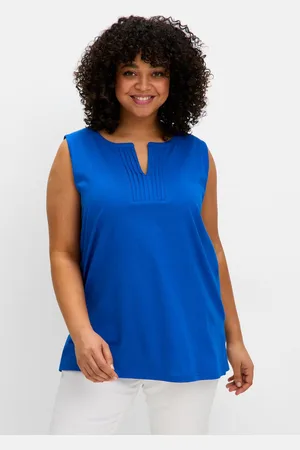 Sheego Tanktop aus Jersey, mit Biesen am Ausschnitt, , Gr.40