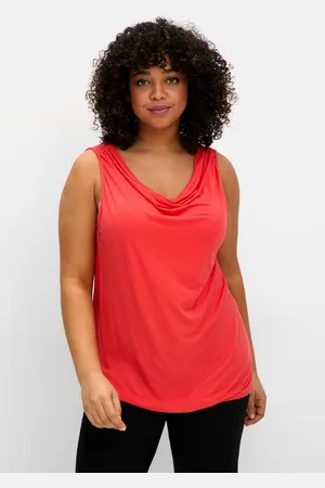 Sheego Top mit Wasserfallkragen und Gummibund, , Gr.40