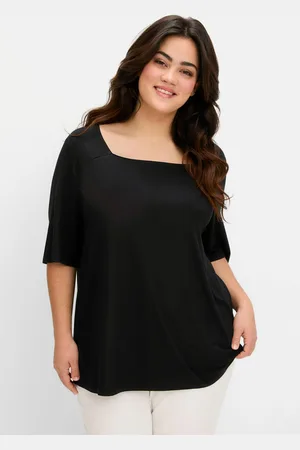 Sheego Shirt mit Karree-Ausschnitt, leicht tailliert, , Gr.40/42