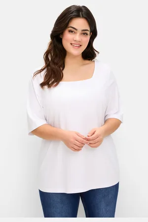 Sheego Shirt mit Karree-Ausschnitt, leicht tailliert, , Gr.40/42