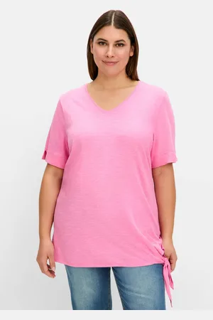 Sheego Shirt mit Knotendetail am Saum, , Gr.40/42