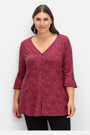 Sheego 3/4-Arm-Shirt mit Blumenprint und Knopfleiste, , Gr.40/42