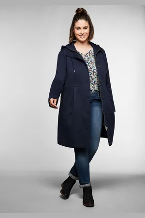 Sheego Mantel in Sweat-Qualität, mit hoher Taille und Kapuze, , Gr.54