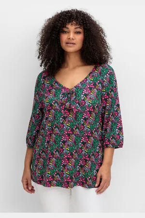 Joe Browns Shirt mit Allover-Blumendruck und tiefem Ausschnitt, , Gr.40/42