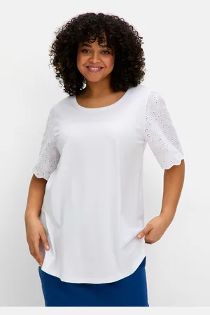 Sheego Shirt mit Flügelärmeln aus Lochspitze, , Gr.40/42
