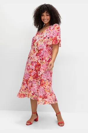Joe Browns Chiffonkleid mit Blumendruck und Flügelärmeln, , Gr.40