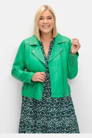 Sheego Kurze Lederjacke aus Lammnappa, im Biker-Stil, , Gr.50