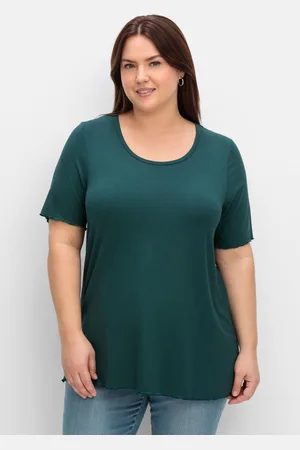 Sheego Shirt in A-Linie, mit Cut-out im Nacken, , Gr.40/42