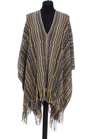 Missoni Made outlets in Italy Briga Knit Poncho in Beige Cream