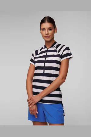 Helly Hansen Siren 1/2 Zip Schnell Trocknendes Damen-t-shirt In Weiß Und Marineblau