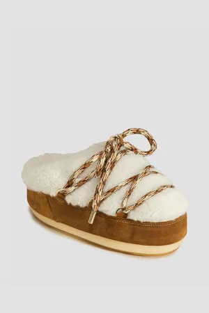 Moon Boot Mule Shearling Lederschuhe Für Damen