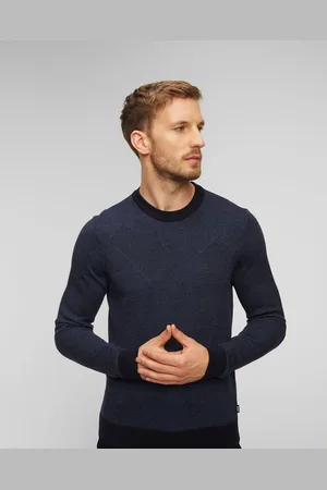 HUGO BOSS Hugo Motivo Marineblauer Wollpullover Für Herren