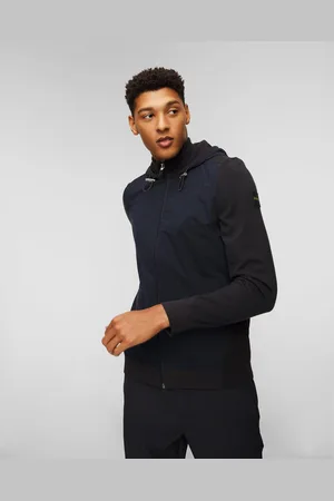 HUGO BOSS Hugo Marseo Schwarze Marineblaue Herren-hybridjacke Mit Wolle
