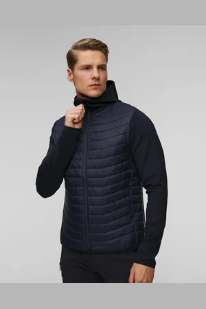 J Lindeberg J.lindeberg Holden Quilt Hybrid Hood Hybridjacke Für Herren In Marineblau
