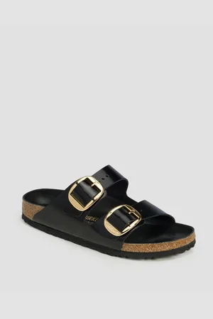 Birkenstock Arizona Natural Leather Patent Narrow Pantoletten Für Damen In