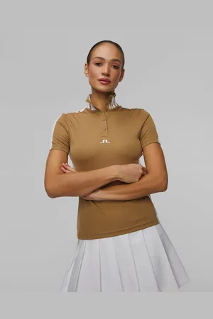 J Lindeberg J.lindeberg Pip Polo Technisches Poloshirt Für Damen In Gold