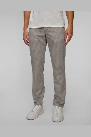 Alberto Lou-j - Linen Stripe Herrenhose Mit Leinen