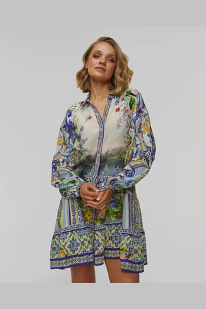 Camilla Long Sleeve Tiered Short Seidenkleid Für Damen
