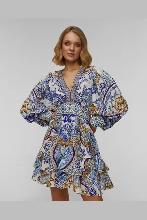 Camilla Button Front Frill Leinenkleid Für Damen