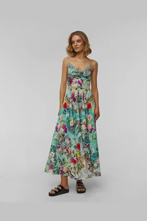 Camilla Long Dress With Tie Tront Leinenkleid Für Damen