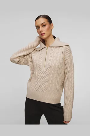 Varley Camello Relaxed Cable Half Zip Damenpullover Mit Wolle In