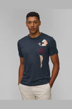 MC2 SAINT BARTH Ecstasea Herren-t-shirt Aus Leinen In Marineblau