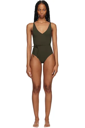 Totême Khaki Wrap One-Piece Swimsuit