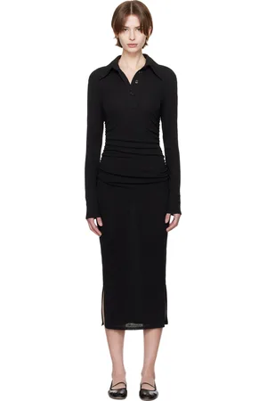 Nanushka Black Verity Mesh Jersey Shirt Midi Dress
