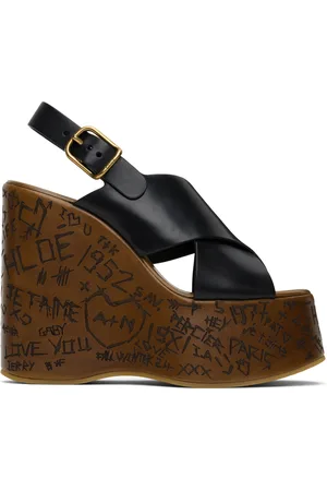 Chloé Black Maxime Wedge Sandals