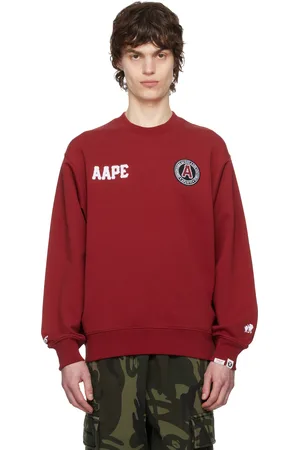A Bathing Ape Red Logo Patch Crewneck Sweatshirt