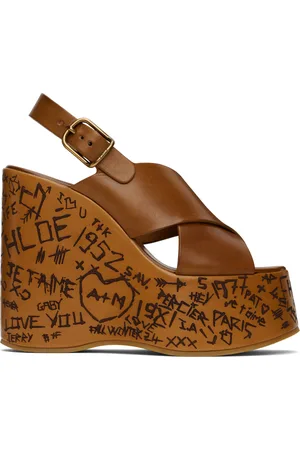 Chloé Brown Maxime Wedge Sandals