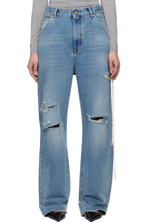 DARKPARK Blue Lisa Chain Adorned Loose Fit Carpenter Jeans