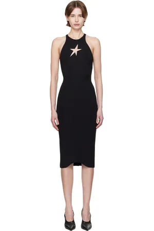 MUGLER Black Star Sleeveless Midi Dress