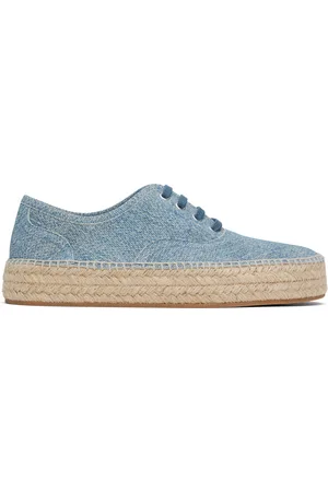 J.W.Anderson Blue Suede Lace-Front Platform Espadrilles