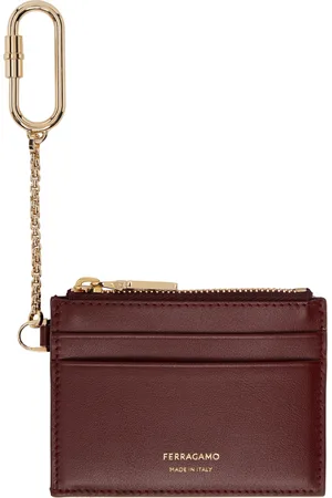 Salvatore Ferragamo Burgundy Keychain Card Holder