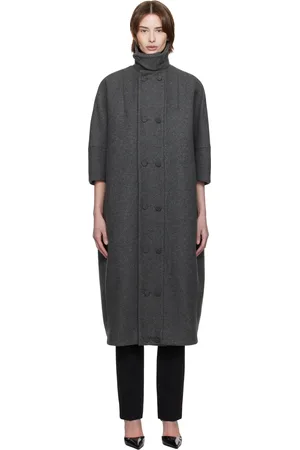 AARON ESH Gray Double Button Cocoon Coat