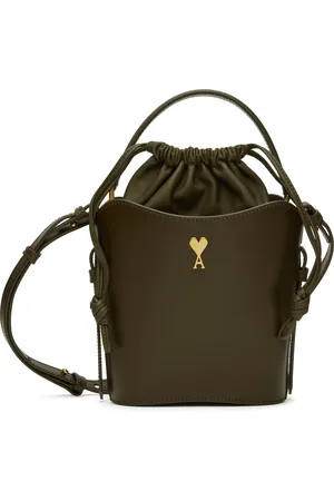 Ami Khaki Leather Mini Paris Paris Bucket Bag