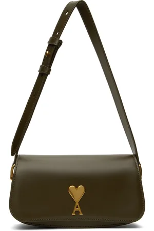 Ami Khaki Leather Paris Paris Shoulder Bag