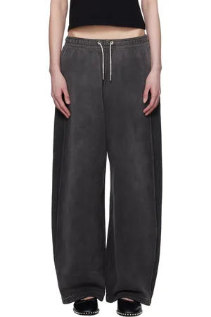 Alexander Wang Gray Crystal Hotfix Drawcord Sweatpants