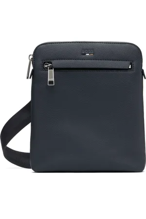 HUGO BOSS Navy Faux-Leather Zip Bag