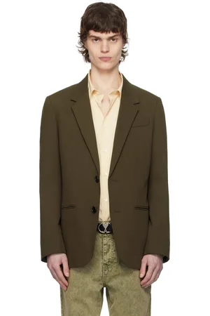 Ami Khaki Wool Semi-Lined Blazer