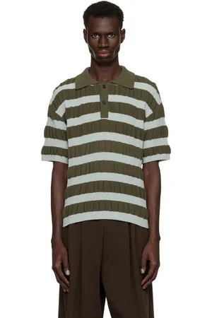 Andersson Bell Blue & Khaki Bubble Stripe Polo