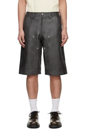Andersson Bell Gray Double Knee Faux-Leather Shorts