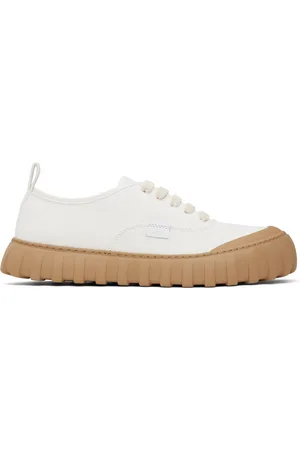 Ami Off-White Cotton Low Top Tempo Canvas Sneakers