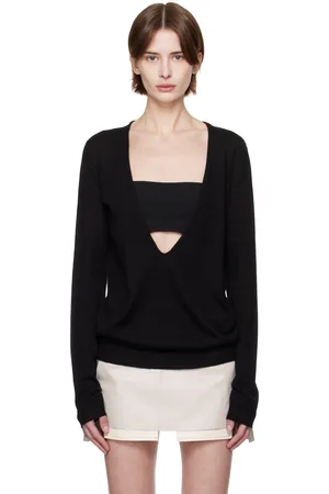 Rick Owens Black Hollywood Xtreme V Neck Pull Sweater
