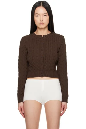 Frankies Bikinis Brown Dudley Cable Knit Cardigan
