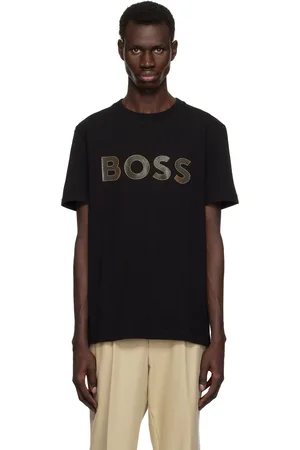 HUGO BOSS Black Stretch-Cotton Large Logo T-shirt