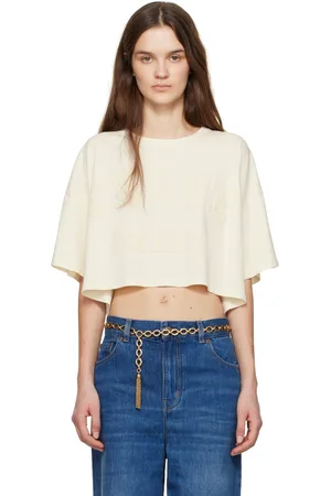 Chloé Off-White Cropped Logo T-shirt